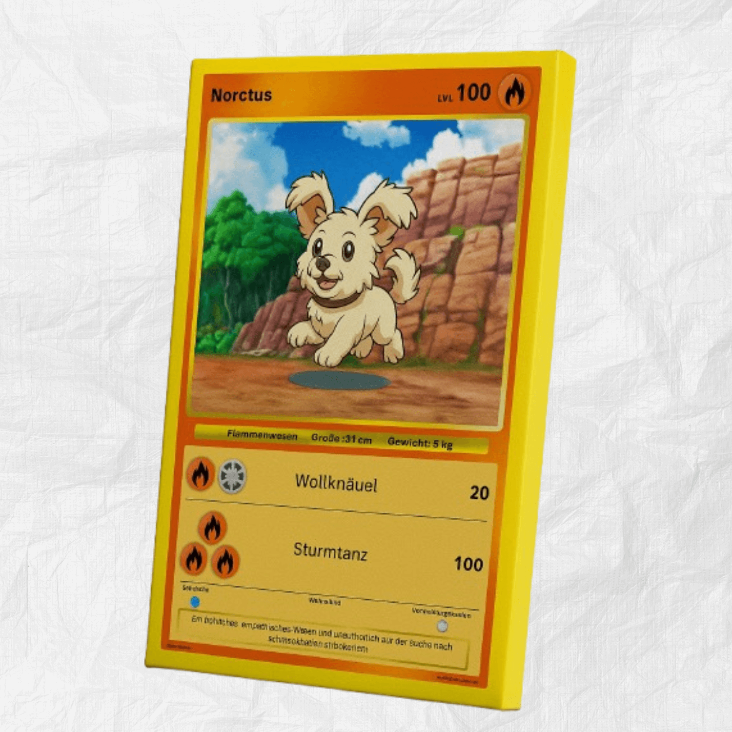 Haustier als personalisierte Pokémonkarte im Comicstil auf Leinwand